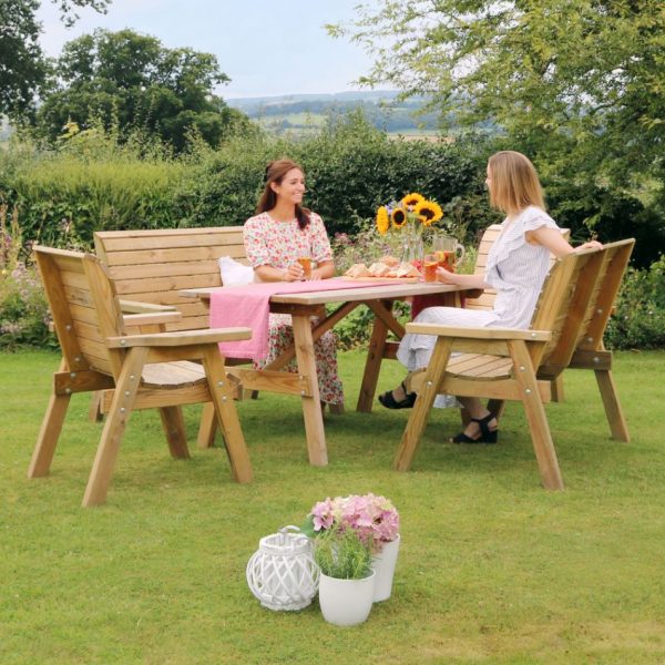 Zest Freya 6 Seater dining Set (2 benches,2 chairs and a table)